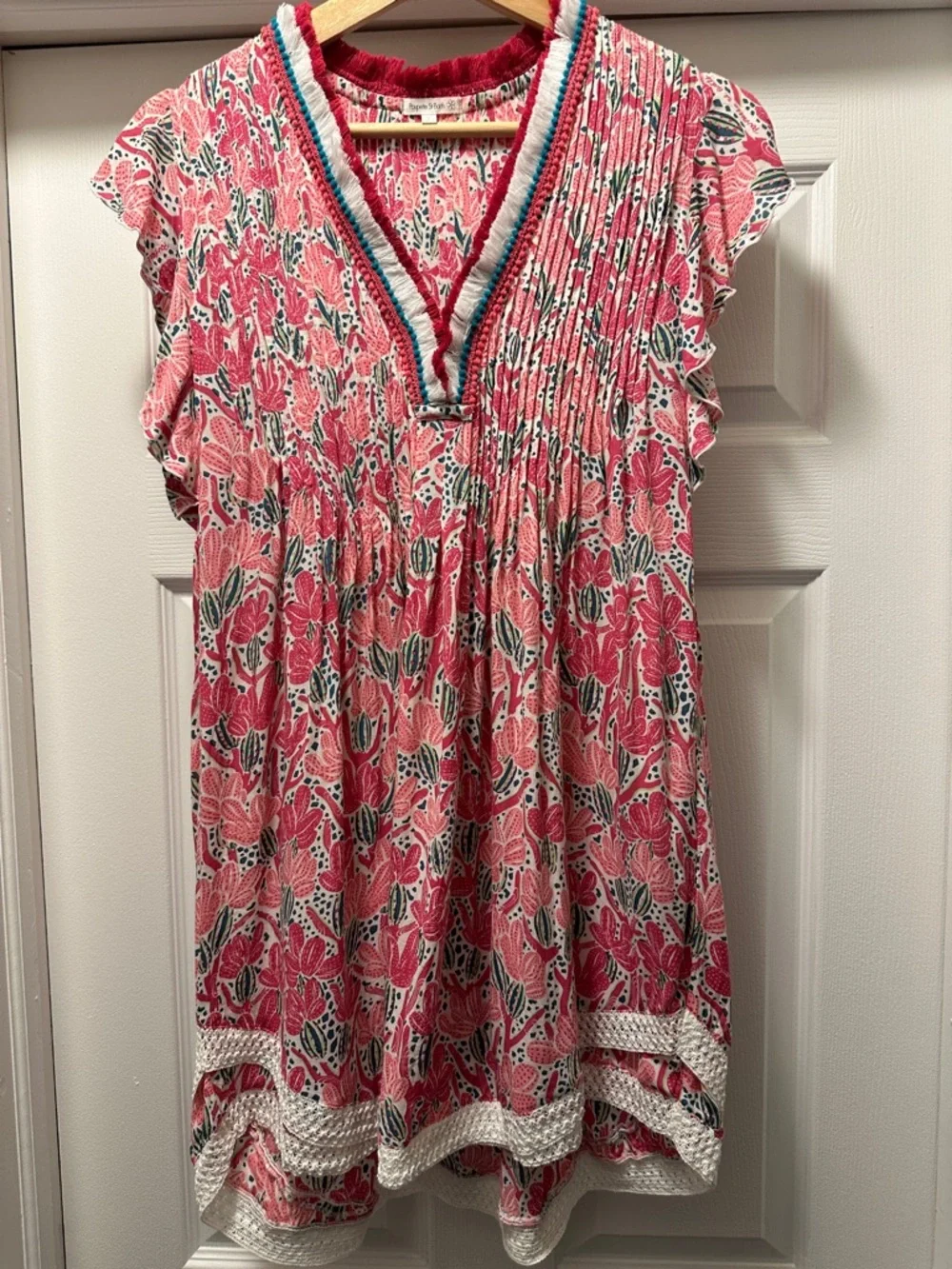Poupette St Barth Mini Dress Sasha Pink Cactus Size Small - Picture 2 of 5